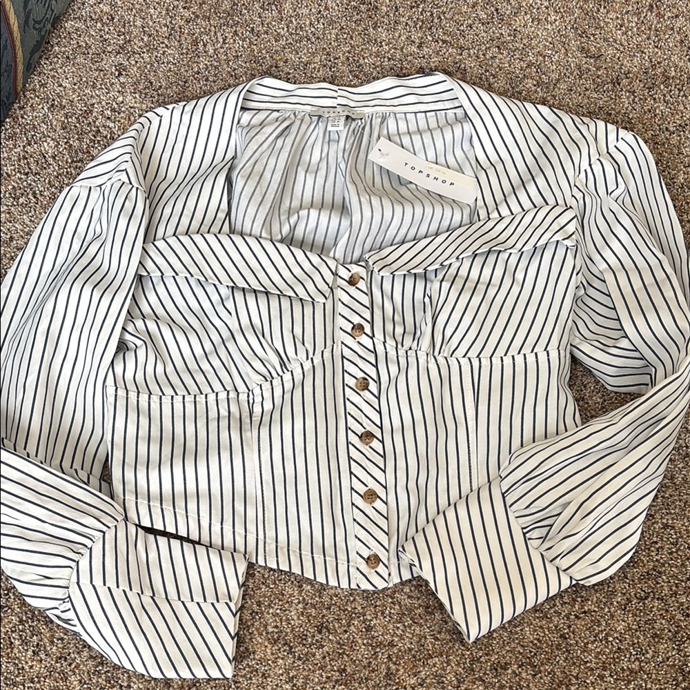 Striped Button-Up Crop Top